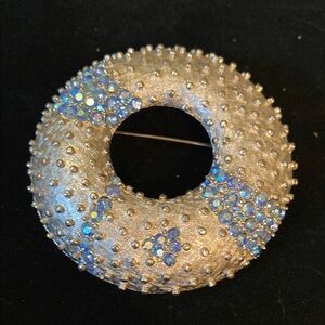 Elegant Silver and Blue Brooch